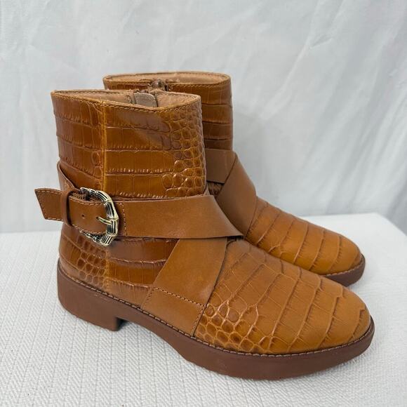 Fitflop Helmi Ankle Boots Women's Size 5 Leather Croc Snake Print - Picture 1 of 12